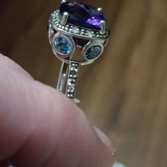 925 Genuine African Amethyst,  Rhodoilte Garnet & Blue Topaz. - Picture 13 of 16